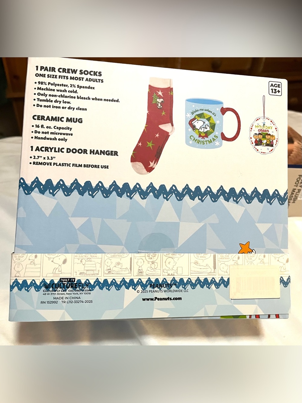 Culturally Peanuts Holiday Mug, Socks & Door Hanger (ornament) Set - Picture 2 of 3